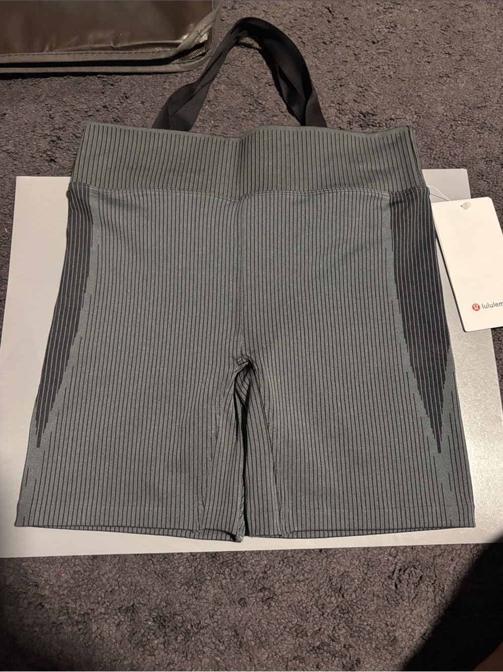 LuLuLemon Women's Gray Ribbed High-Rise Bike Shorts 6”